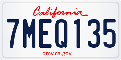 CA license plate 7MEQ135
