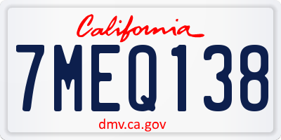 CA license plate 7MEQ138