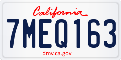 CA license plate 7MEQ163