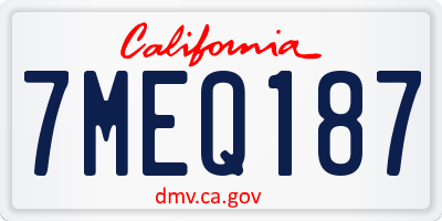 CA license plate 7MEQ187