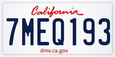 CA license plate 7MEQ193