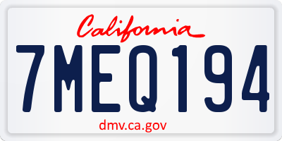 CA license plate 7MEQ194