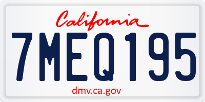 CA license plate 7MEQ195