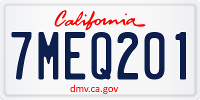 CA license plate 7MEQ201