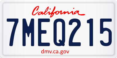 CA license plate 7MEQ215