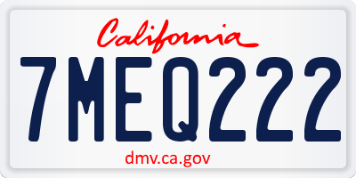 CA license plate 7MEQ222