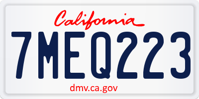 CA license plate 7MEQ223