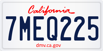 CA license plate 7MEQ225