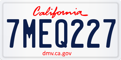 CA license plate 7MEQ227