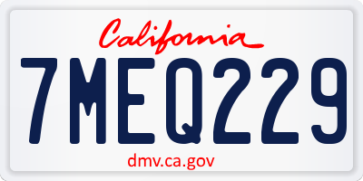 CA license plate 7MEQ229