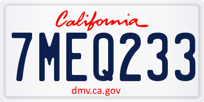CA license plate 7MEQ233