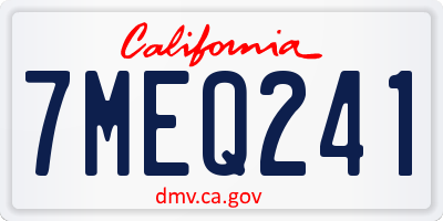 CA license plate 7MEQ241