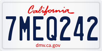 CA license plate 7MEQ242
