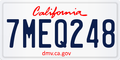 CA license plate 7MEQ248