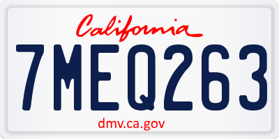 CA license plate 7MEQ263
