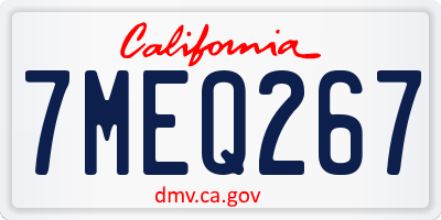 CA license plate 7MEQ267