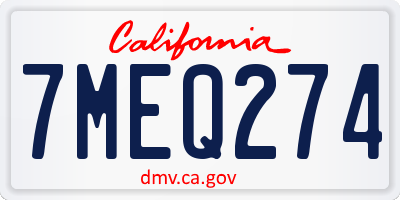 CA license plate 7MEQ274