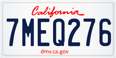 CA license plate 7MEQ276