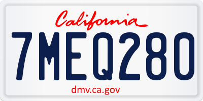 CA license plate 7MEQ280