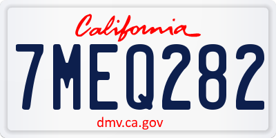 CA license plate 7MEQ282