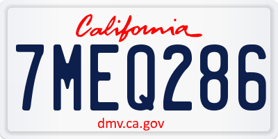 CA license plate 7MEQ286