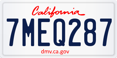 CA license plate 7MEQ287