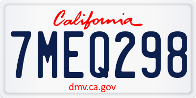 CA license plate 7MEQ298