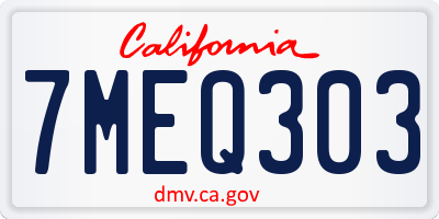 CA license plate 7MEQ303