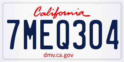 CA license plate 7MEQ304