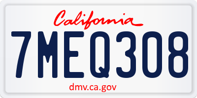 CA license plate 7MEQ308