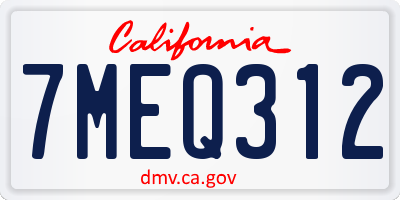 CA license plate 7MEQ312