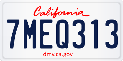CA license plate 7MEQ313