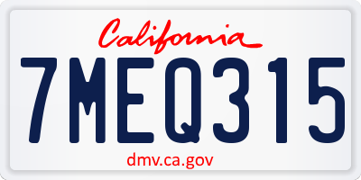 CA license plate 7MEQ315