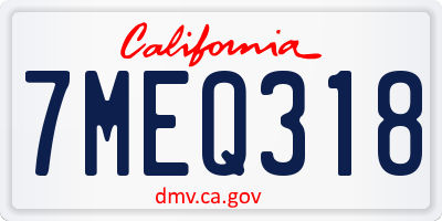 CA license plate 7MEQ318