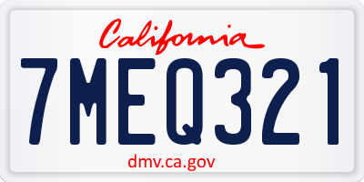 CA license plate 7MEQ321