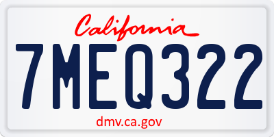 CA license plate 7MEQ322