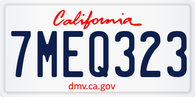 CA license plate 7MEQ323