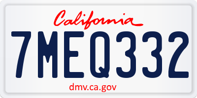 CA license plate 7MEQ332