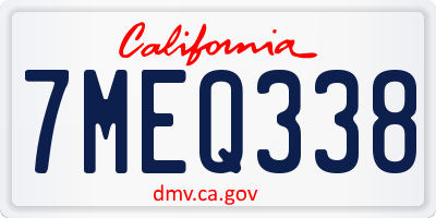 CA license plate 7MEQ338