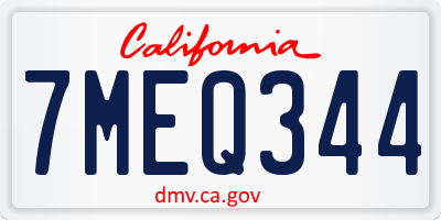 CA license plate 7MEQ344