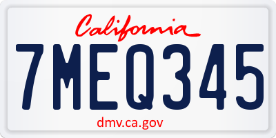 CA license plate 7MEQ345