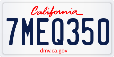 CA license plate 7MEQ350