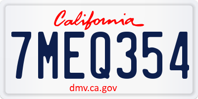 CA license plate 7MEQ354