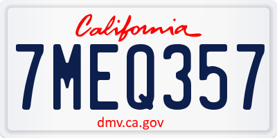 CA license plate 7MEQ357
