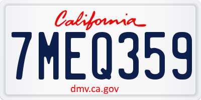 CA license plate 7MEQ359