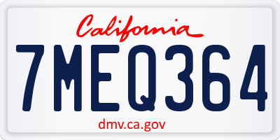 CA license plate 7MEQ364