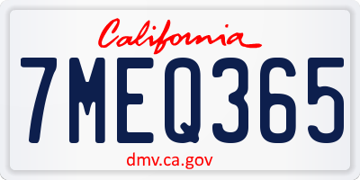 CA license plate 7MEQ365