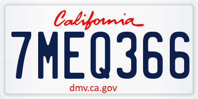 CA license plate 7MEQ366