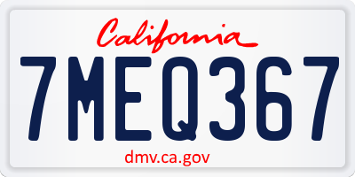 CA license plate 7MEQ367
