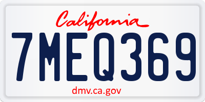 CA license plate 7MEQ369